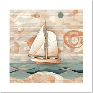 A Sailboat on a Tile Posters and Art